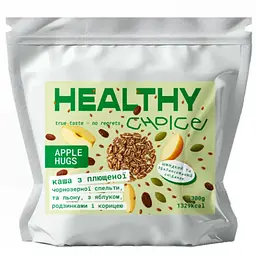 Каша з плющеної чорнозерної спельти та льону Healthy choice Apple hugs з яблуком, родзинками і корицею 300 г