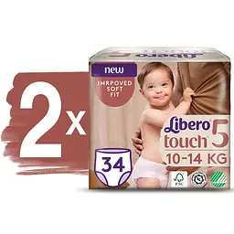 Набір підгузків-трусиків Libero Touch Pants 5 (10-14 кг), 68 шт. (2 уп. по 34 шт.) - мініатюра 2