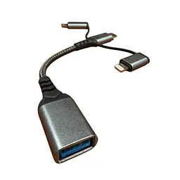 Дата кабель OTG USB 3.0 AF to USB-C + Micro 5P + Lightning 0.11m 60W XoKo (XK-AC-155) - мініатюра 3