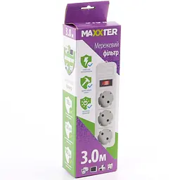 Мережевий фільтр Maxxter на 3 розетки білий 3 м (SPM3-G-10G) - мініатюра 2