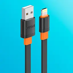 Кабель на айфон Celebrat CB-33 USB — Lightning, 3 А, Чорний з жовтогарячим, шнур для заряджання лайтінг - мініатюра 2