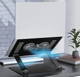Охолоджувальна підставка для ноутбука до 15.6 дюймів OfficePro LS-122-B 2xfans Alloy Aluminum Black - мініатюра 10