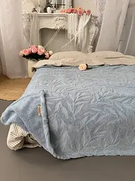 Покривало Zeintex Palermo махрове бавовняне сіро-голубе 200х300 см - мініатюра 2