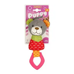 Іграшка для дрібних собак Barksi Puppy Special Ведведик з Пищалкою та Гумовим Кільцем 18 см