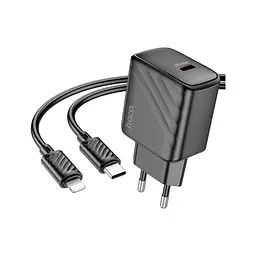 Зарядний пристрій HOCO CS22A Value USB-C PD 30 Вт + кабель USB-C — Lightning чорний (6942007609920)
