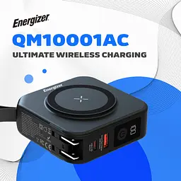 УМБ Energizer Magnetic Wireless 10000mAh 20W PD,AC зарядка,QI-15W, built-in USB-C,USB-А,USB-C In/Out - мініатюра 6