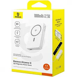 Павербанк Baseus Airpow II Qi2 White 10 000 mAh / 22.5 Вт (P10080000213-00) - мініатюра 2