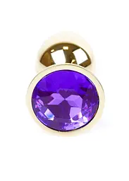 Анальна пробка з кристалом B - Series HeavyFun Plug-Jewellery Gold, 7 см (фіолетовий) - мініатюра 2