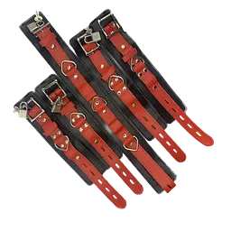 Пікантні Штучки RedBlack - Комплект нашийник та фіксатори для рук та ніг, червоний - мініатюра 2