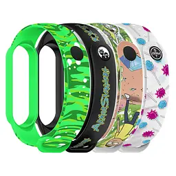 Комплект силіконових ремінців для фітнес браслетів Xiaomi Mi Band 5/6/7, Silicone, rm new, зі зручною застібкою, на фітнес трекер та смарт годинник, ArmorStandart (ARM77067)