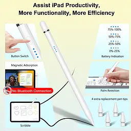 Стилус для iPad з USB-C Швидке заряджання, віддання долоні та нахил, сумісний з iPad 6/7/8/9/10, Air 3/4/5, Mini 5/6, Pro 11"/12 - мініатюра 5