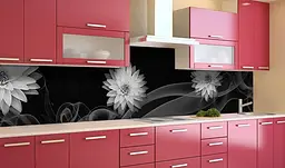 Кухонний фартух Жоржини в вініловому диму для кухні 65х250 см абстракція Чорний Happy Pocket Z182433 - мініатюра 3