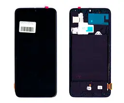 Дисплей Samsung A705 Galaxy A70 OLED (Small LCD) чорний + рамка