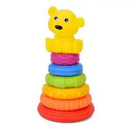 Дитяча іграшка "Пірамідка Ведмедик" Bambi 638-112(Yellow) 18,5 см, 6 кілець