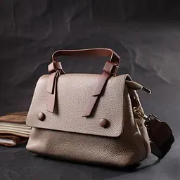 Сумка для стильних жінок з цікавою ручкою з натуральної шкіри Vintage 22337 бежева - мініатюра 10