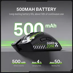 Комп'ютерна мишка Onikuma 12800 DPI 3 режими підключення (Bluetooth / 2.4GHz / кабель Type-C) для ПК - мініатюра 3