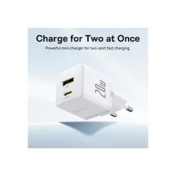 Зарядний пристрій Baseus Palm швидке заряджання USB-C + USB-A 20 Вт білий (P10111608213-00) - мініатюра 6
