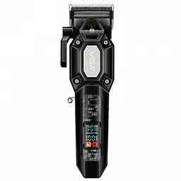 Акумуляторна машинка для стрижки VGR V-600, 6 насадок, регулятор висоти, 7000 RPM, LED-дисплей Чорна