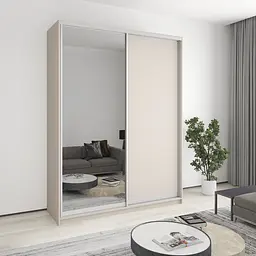 Шафа-купе дводверна MebelStar Комбо AL ДСП/Дзеркало 180x60x240 см Кашемір (MBS-4139)