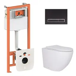 Набір Qtap Nest 4 в 1 підвісний унітаз Robin Ultra Quiet 520x365x365 + комплект інсталяції QT13332381AW47503 - мініатюра 1