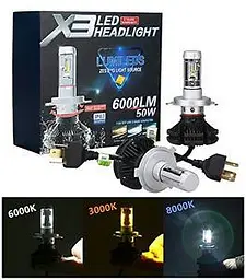 LED лампи автомобільні Philips ZES H11 / H8 радіатор 6000Lm LumiLeds X3 / 50W / 6000K плівки в к-ті / IP67 /