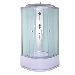 Душовий бокс без гідромасажу Mixxus Strong SB01-90x90x215-FB Satin з високим піддоном MI6884, Хром матовый, матовий, хром матовий