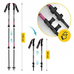 Трекінгові палиці Mountain Goat Peak+ 65-135 см Black/Pink (P-5905973404648) - мініатюра 6