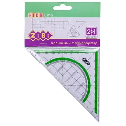 Лінійка ZiBi Kids Line Косинець 2 в 1, 140 мм, 90°/45°, з салатовою смужкою, блістер (ZB.5623-15)