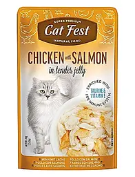 Корм вологий в желе для котів Cat Fest куряче філе та лосось 70г