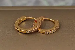 Сережки Xuping Jewelry доріжка з каменів спереду та ззаду 1.3 см золотисті