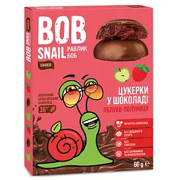 Уцінка. Натуральні цукерки Bob Snail Яблуко-Полуниця у молочному шоколаді, 60 г