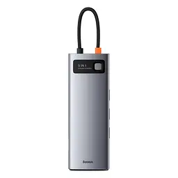 Концентратор Baseus USB3.1 Type-C to USB C(PD)100W/HDMI 4K 30Hz/VGA/USB3.2/RJ45/SD+TF,9in1 Grey (CAHUB-CU0G) - мініатюра 3