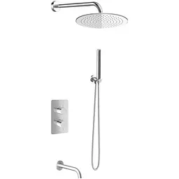 Душова система Kohlman Axel 40 chrome з термостатом + BOX прихованого монтажу KPL-QW433A40, Хром