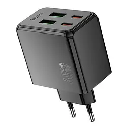 Зарядний пристрій блок на 4 виходи (порта USB) Hoco CS19A 2*USB-C + 2*USB 65W чорний - мініатюра 2