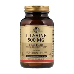 Амінокислота Solgar L-Лізин, L-Lysine, 500 mg, 100 вегетаріанських капсул (SOL-01681)