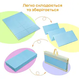 Дитячий складний термокилимок Sticker Wall однотонний 2000х1500х10мм Блакитний 297 SW-00001190 - мініатюра 5