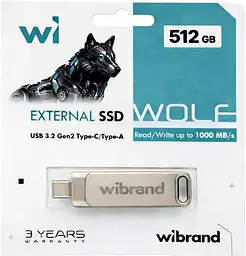 Накопичувач SSD Wibrand SSD Wolf 512GB USB 3.2 Gen.2 Type-C/Type-A Read/Write 1000MB/s Silver (WIEXSSD/WO512GB) - мініатюра 6