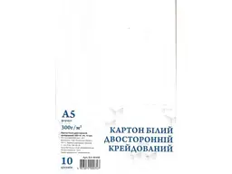 Картон ОФОРТ 10 аркушів білий двосторнній А5 300г/м2 КА5910Е
