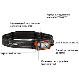 Ліхтар налобний Olight Array 2 Pro Orange - мініатюра 8