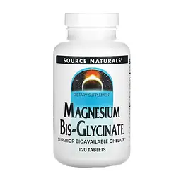 Магній Source Naturals (Bis-Glycinate) - 120 таблеток, для м’язів і нервової системи