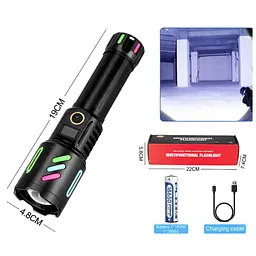 Ручний ліхтарик 1143-PM10-TG zoom LCD Type-C + PowerBank.(1x18650) 5 режимів - мініатюра 3
