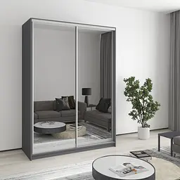 Шафа-купе дводверна MebelStar Стандарт AL 2 Дзеркала 150x60x210 см Антрацит (MBS-2527)