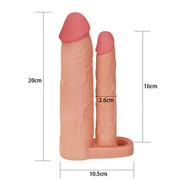 Насадка на пеніс Lovetoy Pleasure X-Tender Double Flesh Add 2 20 см тілесний - мініатюра 5