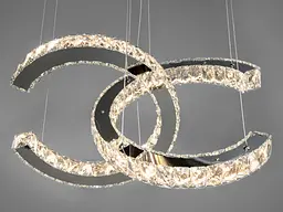Люстра стельова LED Diasha 7219/400+400HR, 40W, хром, регульована висота, сучасний стиль для дому