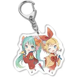 Брелок акриловий Вокалоїд Хацуне Міку Кагаміне Рін Vocaloid Miku Hatsune Kagamine Rin 5 см