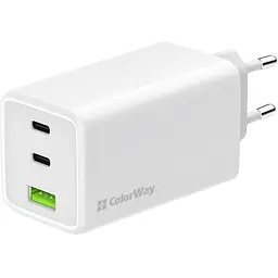 Зарядний пристрій ColorWay C101B GaN Mini 100W PD PPS 2xUSB-C + USB-A white (CW-CHS061PD-WT)