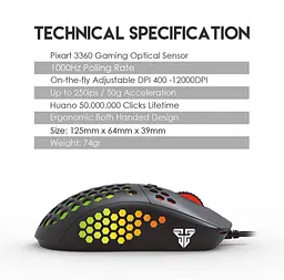 Ігрова миша Fantech X UX-2 RAPTOR PixArt 3360, 250IPS, 50G, 1200DPI Black - мініатюра 10