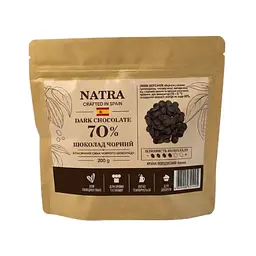 Шоколад чорний 70% Natra Cacao, дропси 200 г 