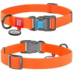Нашийник для собак Waudog Waterproof коллартекс водостійкий з QR паспортом пластикова пряжка-фастекс 38-58х2.5 см помаранчевий - мініатюра 3