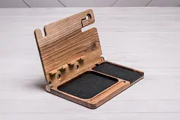 Дерев'яний органайзер з бездротовою зарядкою Apple ecoWalnut 300x231x210 мм - мініатюра 2
